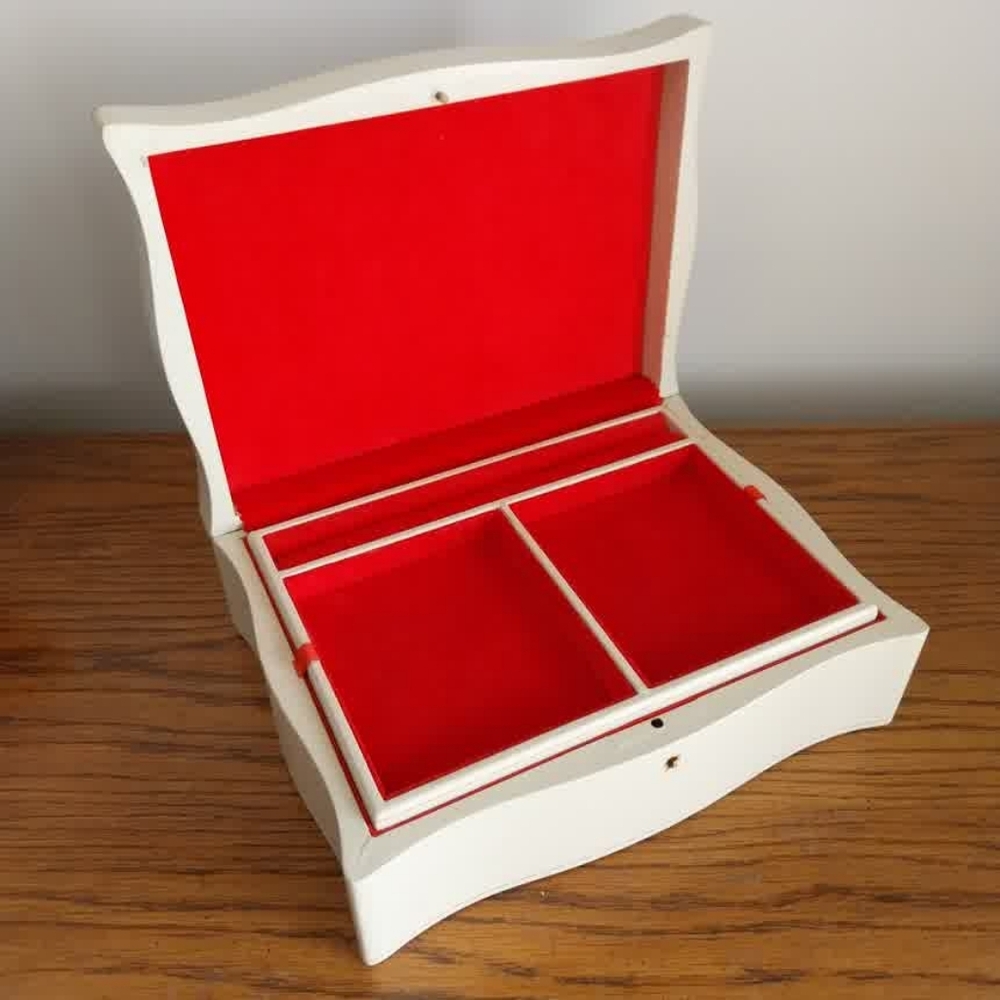 Vintage Birks Jewelry Organizer Box with Red Velvet Interior